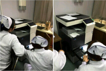 該院的醫(yī)護人員使用柯尼卡美能達彩色多功能復合機制作體檢報告