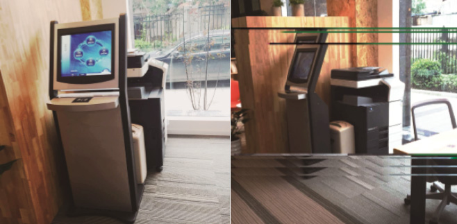 柯尼卡美能達的分體式大屏終端機柜